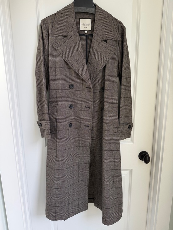 bagatelle Jackets & Blazers - Bagatelle Brown Gray Plaid Double-Breasted Trench Coat